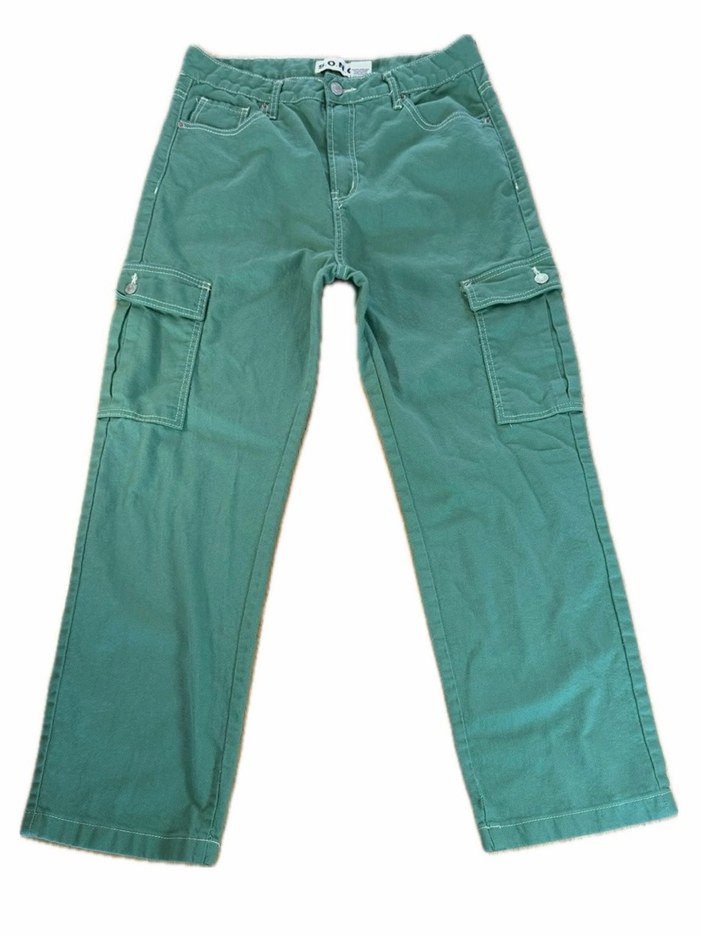 S.O.N.G. 90s Boyfriend Cargo Jeans Women's Size 13/31 Green High Rise Pockets